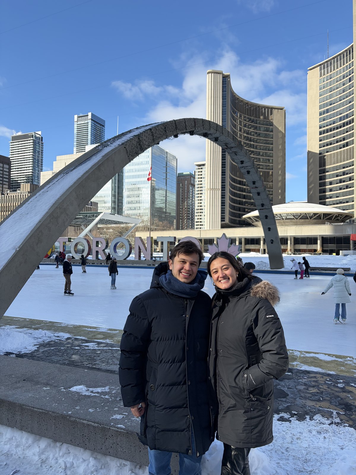 The two of us at Nathan Phillips Square in Toronto